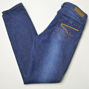 SEVEN 7 Premium Size 30 Womens SKINNY Low Rise Med Wash STRETCH Denim Blue Jeans